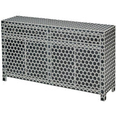 Bone Inlay Wooden Honeycomb 2 Drawer & 4 Door Sideboard Black And White